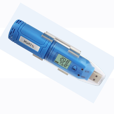 الصين درجة الحرارة والرطوبة مصغرة مسجل بيانات USB اللون الأزرق الاستشعار الداخلي المزود